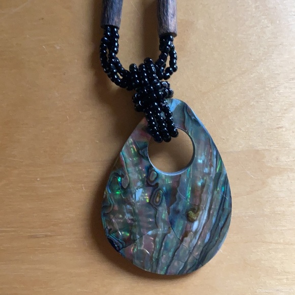 Shell Black Beaded Necklace from Indonesia - Picture 3 of 11